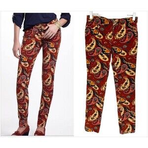 Pilcro and the Letterpress Pants Womens Size 28 Multi Serif Paisley Corduroy